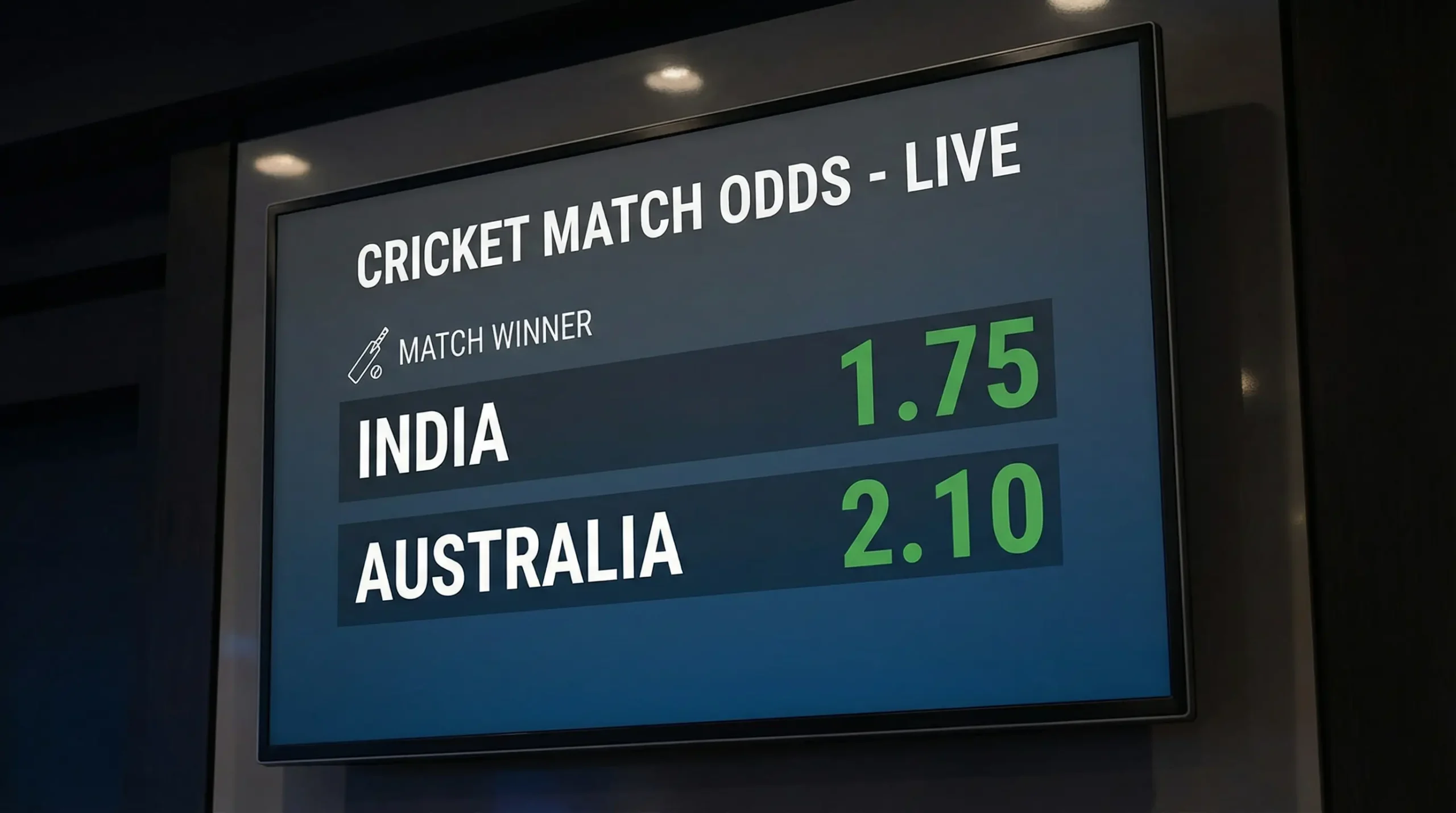 Esempio quote cricket mercato vincitore